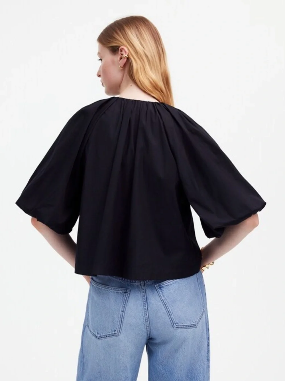 Madewell Bubble Sleeve Top in Black